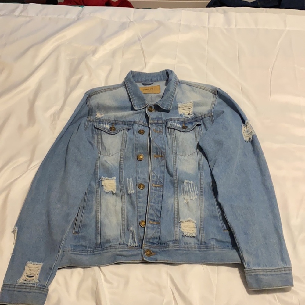 Dark denim fur coat and a light blue Jean jacket